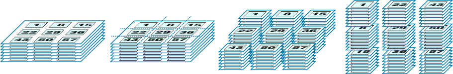 Cut & stack imposition – printed sheets, cutted and stacked blocks