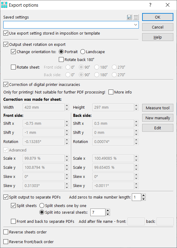 Export Options