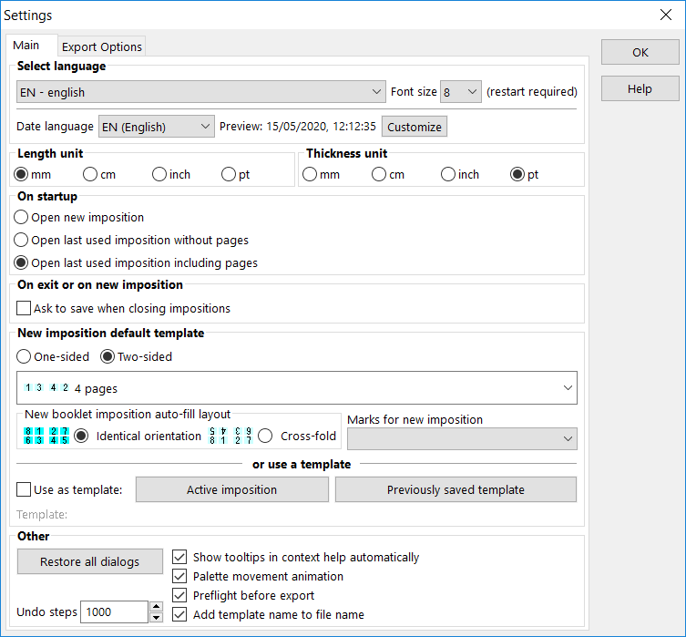 Program settings