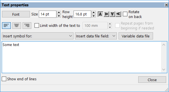 Text properties